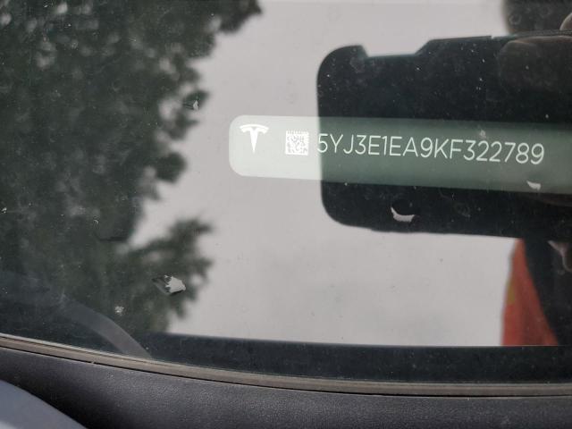 5YJ3E1EA9KF322789 - 2019 TESLA MODEL 3 GRAY photo 12