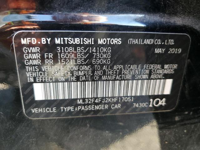 ML32F4FJ2KHF17051 - 2019 MITSUBISHI MIRAGE G4 SE BLACK photo 12