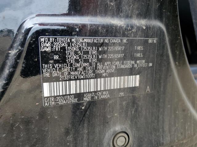 2T3ZFREV1GW310002 - 2016 TOYOTA RAV4 LE BLACK photo 12