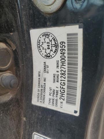 2HGFG12827H004959 - 2007 HONDA CIVIC EX BLACK photo 13