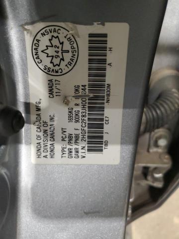 2HGFC2F83JH004844 - 2018 HONDA CIVIC EX GRAY photo 12