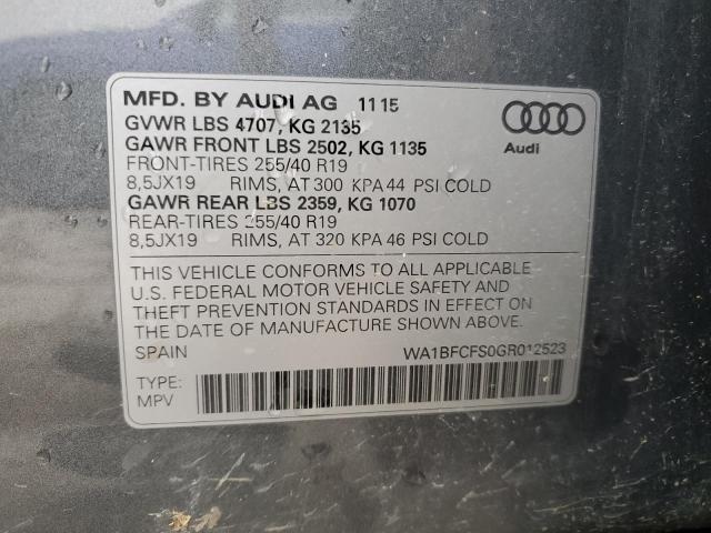 WA1BFCFS0GR012523 - 2016 AUDI Q3 PREMIUM PLUS ლურჯი ფოტო 13