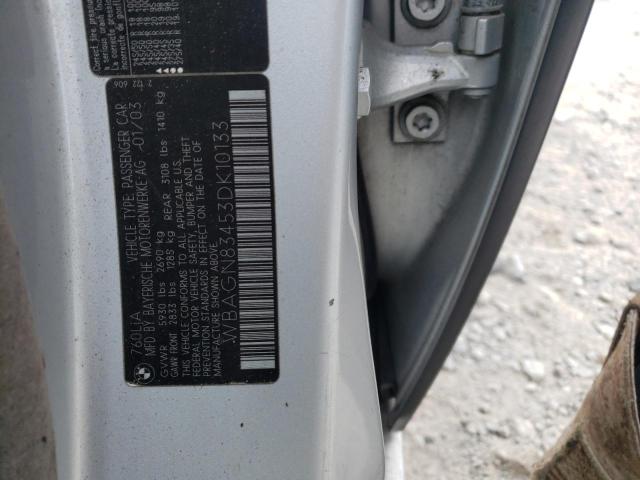 WBAGN83453DK10133 - 2003 BMW 760 LI SILVER photo 12