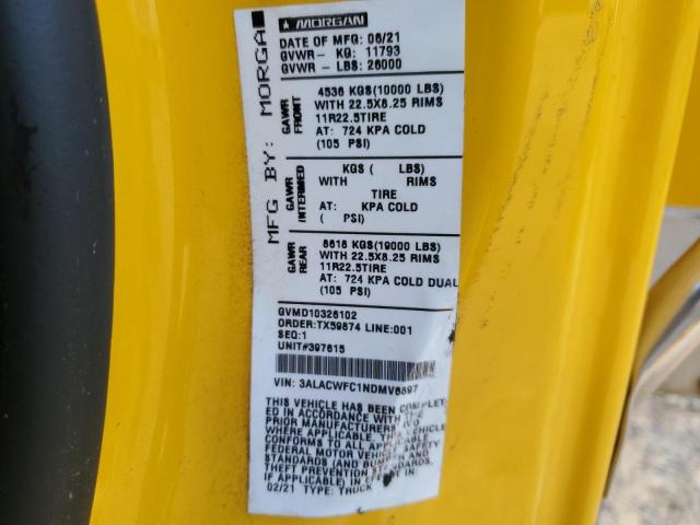 3ALACWFC1NDMV6897 - 2022 FREIGHTLINER M2 106 MEDIUM DUTY YELLOW photo 13