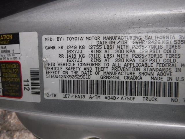 5TEUU42NX9Z629610 - 2009 TOYOTA TACOMA ACCESS CAB ვერცხლისფერი ფოტო 12