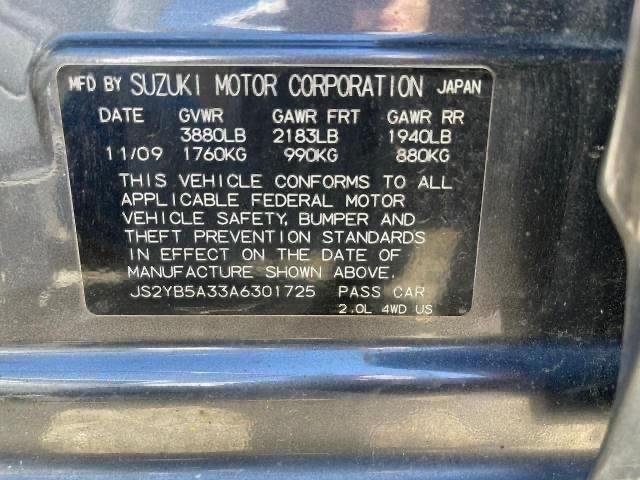 JS2YB5A33A6301725 - 2010 SUZUKI SX4 CHARCOAL photo 10