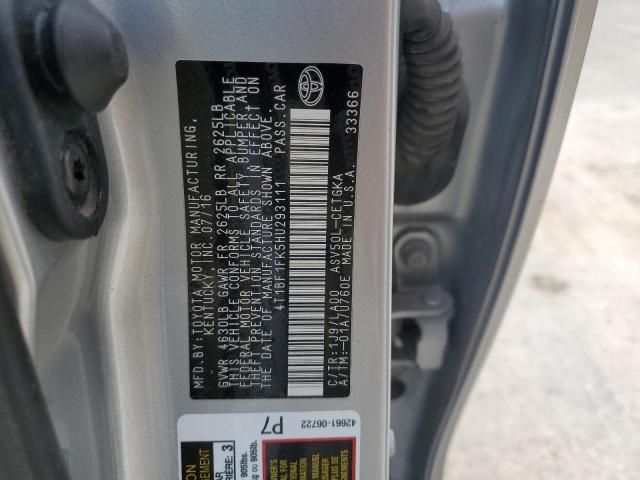 4T1BF1FK5HU293111 - 2017 TOYOTA CAMRY LE 银色 照片 12