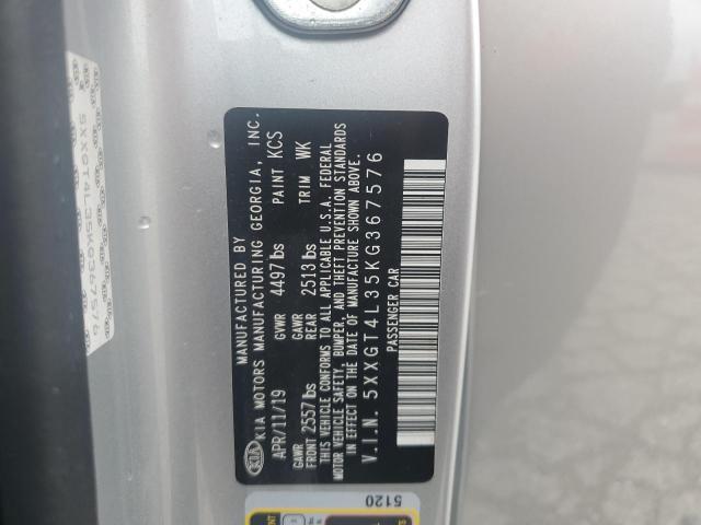 5XXGT4L35KG367576 - 2019 KIA OPTIMA LX SILVER photo 12