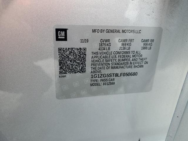 1G1ZG5ST8LF050680 - 2020 CHEVROLET MALIBU RS SILVER photo 12