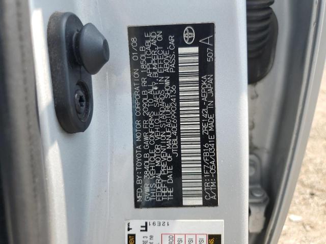 JTDBL40E699024136 - 2009 TOYOTA COROLLA BASE SILVER photo 12