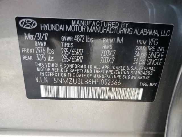 5NMZU3LB6HH052366 - 2017 HYUNDAI SANTA FE SPORT GRAY photo 13