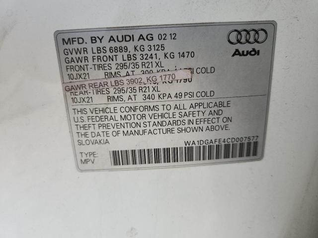 WA1DGAFE4CD007577 - 2012 AUDI Q7 PRESTIGE WHITE photo 13