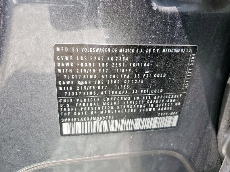 3VV1B7AXXJM069765 - 2018 VOLKSWAGEN TIGUAN S CHARCOAL photo 13