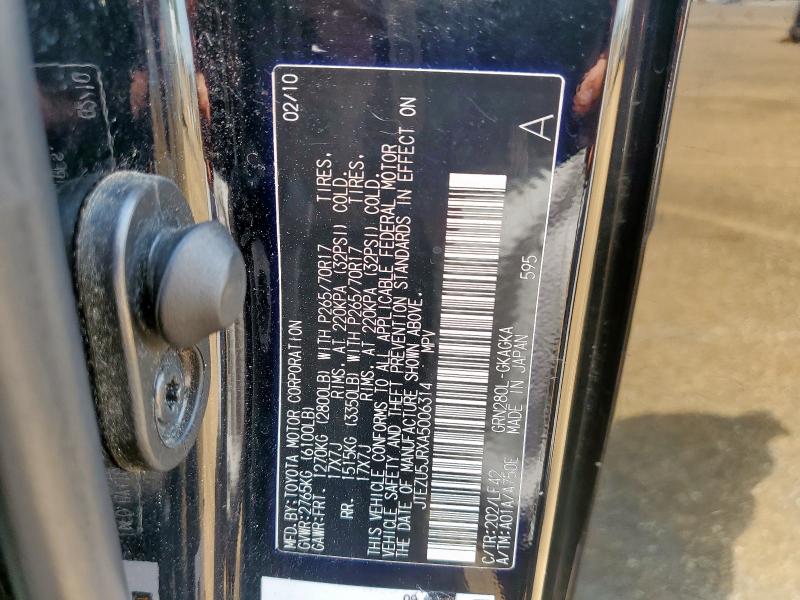 JTEZU5JRXA5006314 - 2010 TOYOTA 4RUNNER SR5 BLACK photo 13