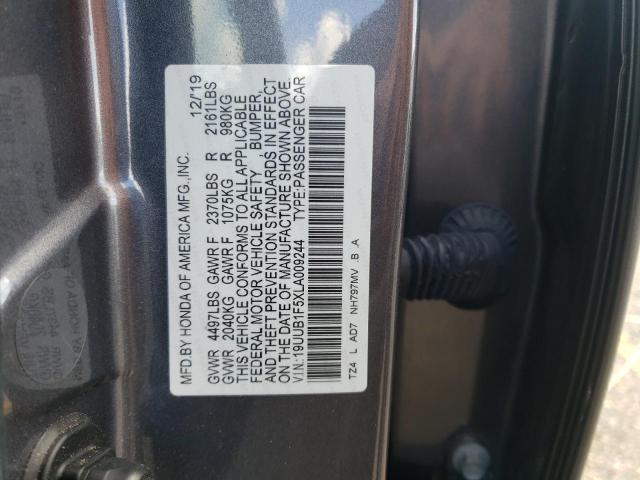 19UUB1F5XLA009244 - 2020 ACURA TLX TECHNOLOGY GRAY photo 12