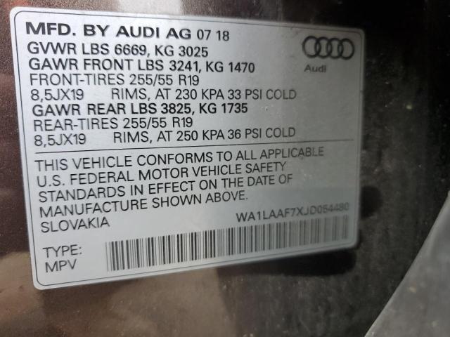 WA1LAAF7XJD054480 - 2018 AUDI Q7 PREMIUM PLUS 灰色 照片 12