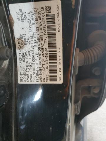 2HGFC2F80LH556501 - 2020 HONDA CIVIC SPORT BLACK photo 12