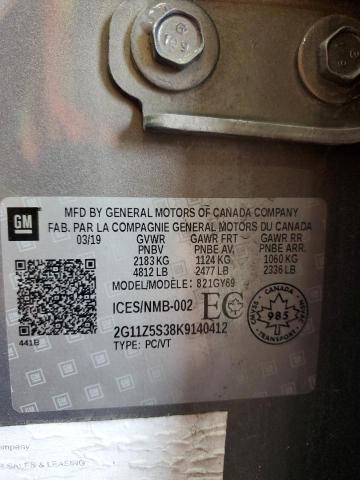 2G11Z5S38K9140412 - 2019 CHEVROLET IMPALA LT GRAY photo 12