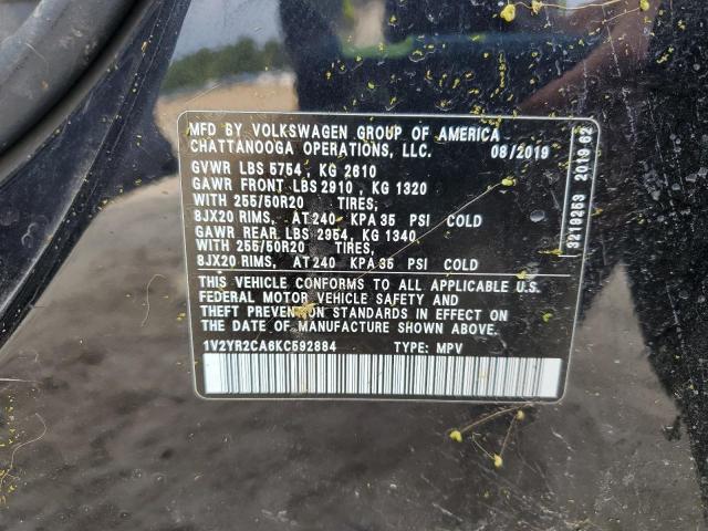 1V2YR2CA6KC592884 - 2019 VOLKSWAGEN ATLAS SE Черный фото 13