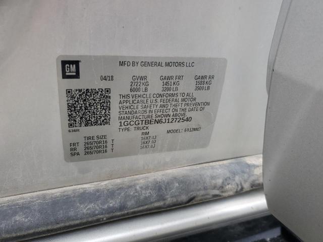 1GCGTBEN6J1272540 - 2018 CHEVROLET COLORADO SILVER photo 12