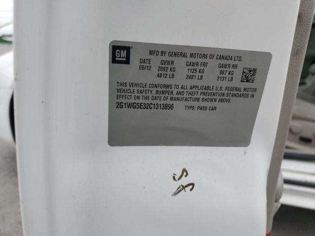 2G1WG5E32C1313896 - 2012 CHEVROLET IMPALA LT WHITE photo 12