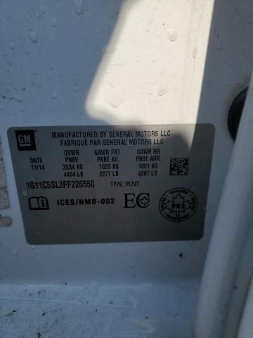 1G11C5SL3FF226550 - 2015 CHEVROLET MALIBU 1LT WHITE photo 12