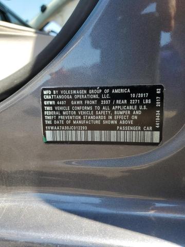 1VWAA7A30JC012293 - 2018 VOLKSWAGEN PASSAT S CHARCOAL photo 12