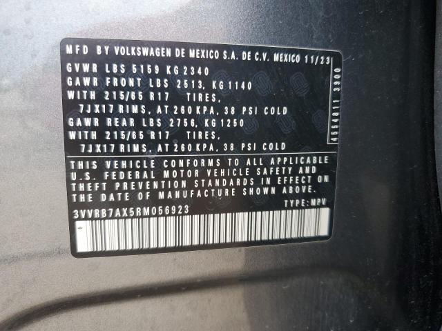 3VVRB7AX5RM056923 - 2024 VOLKSWAGEN TIGUAN S GRAY photo 13