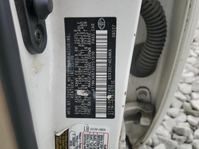 4T1BK36B76U151010 - 2006 TOYOTA AVALON XL WHITE photo 12