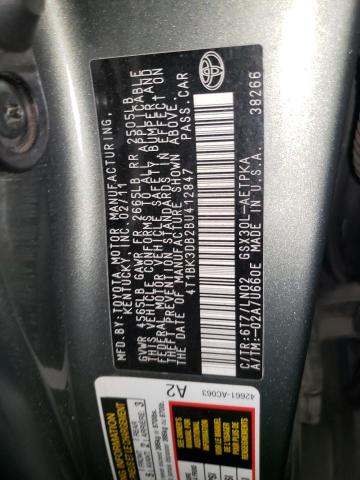 4T1BK3DB2BU412847 - 2011 TOYOTA AVALON BASE 绿色 照片 12