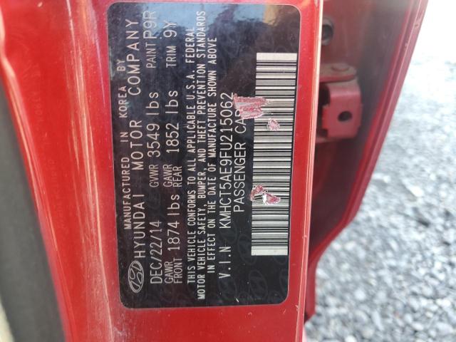 KMHCT5AE9FU215062 - 2015 HYUNDAI ACCENT GS RED photo 12