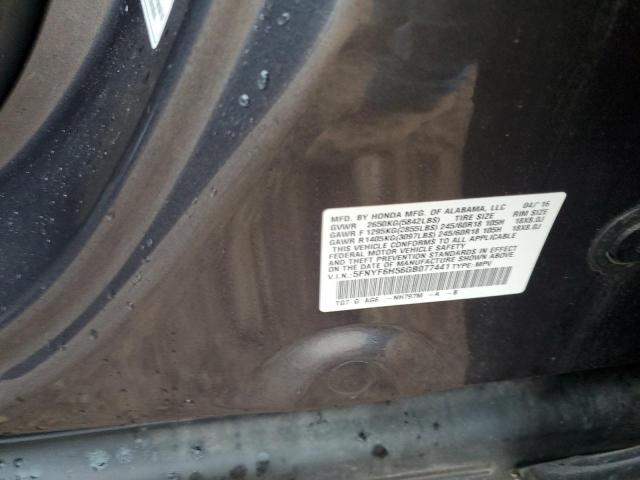 5FNYF6H56GB077441 - 2016 HONDA PILOT EXL GRAY photo 12