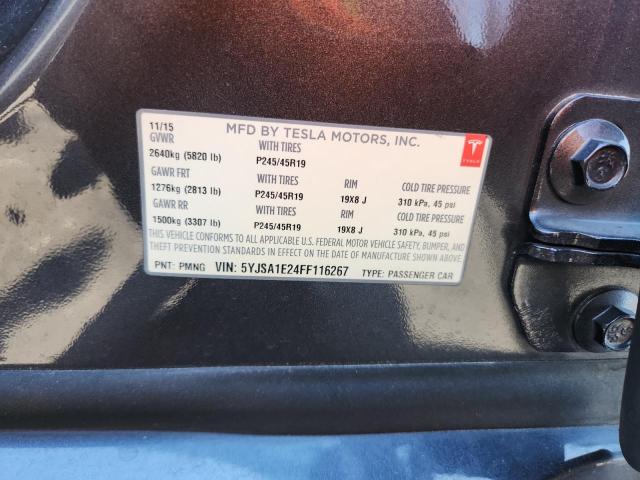 5YJSA1E24FF116267 - 2015 TESLA MODEL S Сұр фото 13