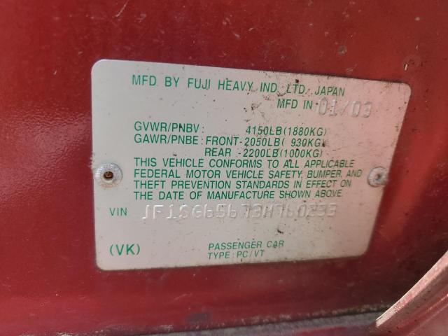 JF1SG65673H760233 - 2003 SUBARU FORESTER 2.5XS წითელი ფოტო 12