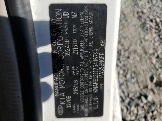 KNAFE121175416799 - 2007 KIA SPECTRA EX WHITE photo 12