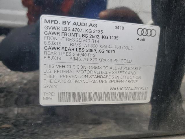 WA1HCCFS4JR035412 - 2018 AUDI Q3 PREMIUM PLUS შავი ფოტო 13