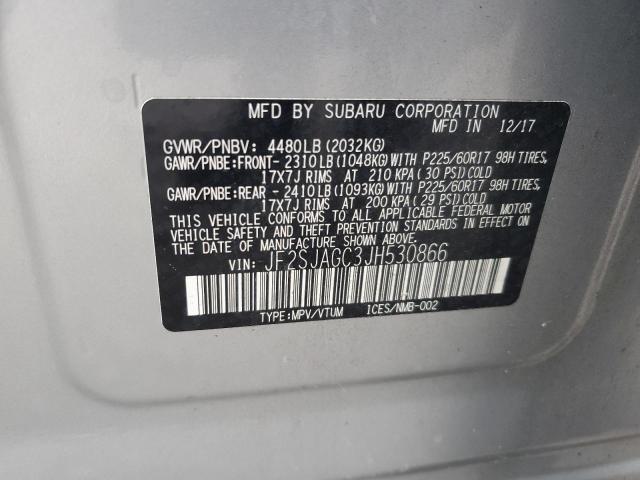 JF2SJAGC3JH530866 - 2018 SUBARU FORESTER 2.5I PREMIUM Silber Foto 12