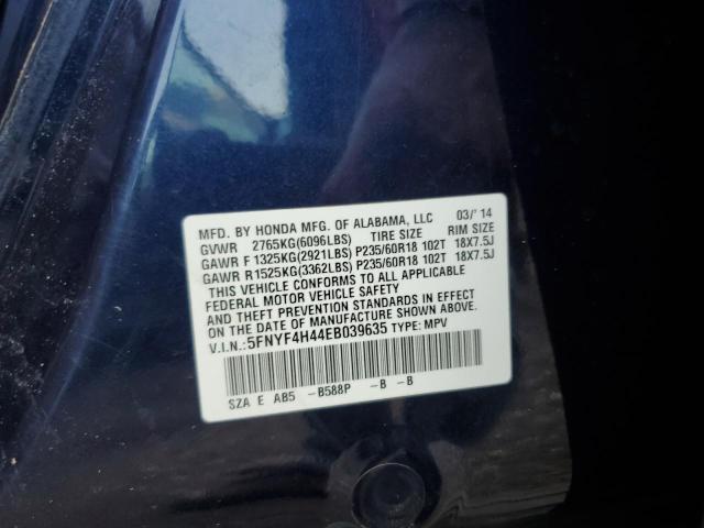 5FNYF4H44EB039635 - 2014 HONDA PILOT EX BLUE photo 13