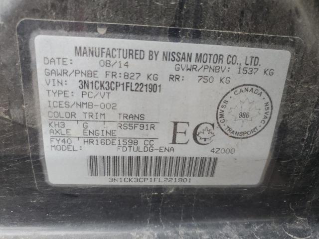 3N1CK3CP1FL221901 - 2015 NISSAN MICRA BLACK photo 13