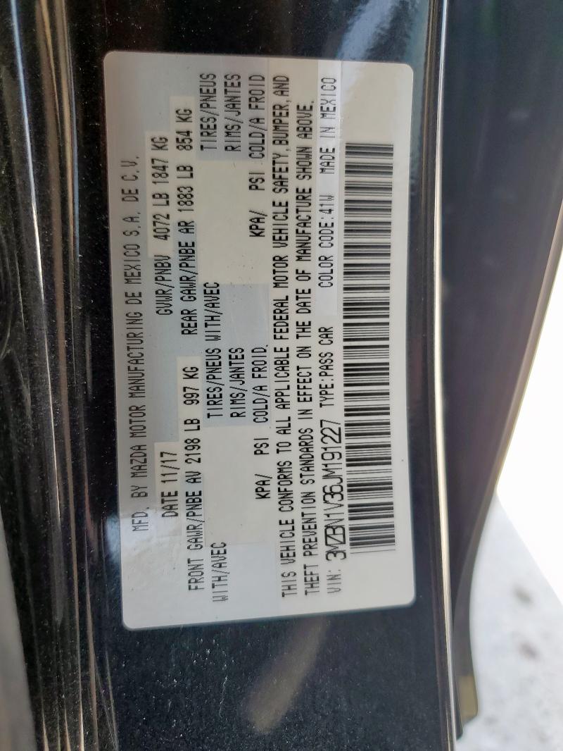 3MZBN1V36JM191227 - 2018 MAZDA 3 TOURING BLACK photo 12