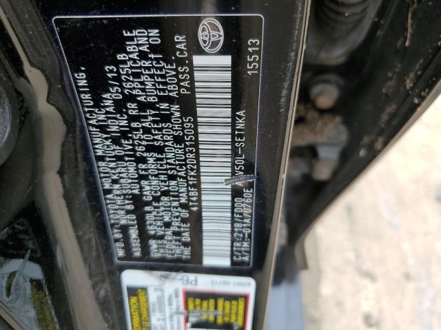 4T4BF1FK2DR315095 - 2013 TOYOTA CAMRY L 黑色 照片 13