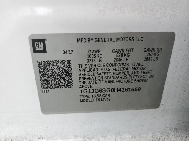 1G1JG6SG8H4161559 - 2017 CHEVROLET SONIC WHITE photo 12
