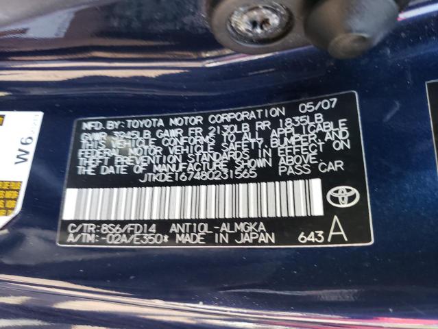 JTKDE167480231565 - 2008 SCION TC BLUE photo 12