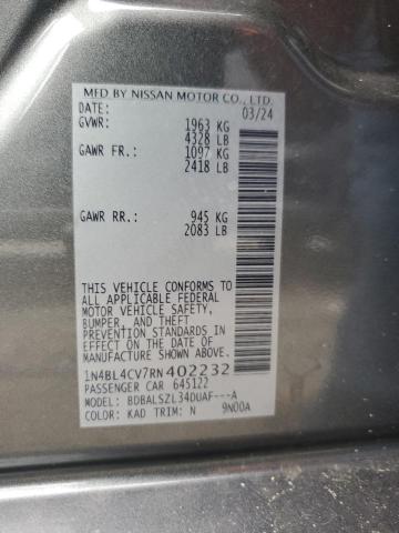 1N4BL4CV7RN402232 - 2024 NISSAN ALTIMA SR GRAY photo 12