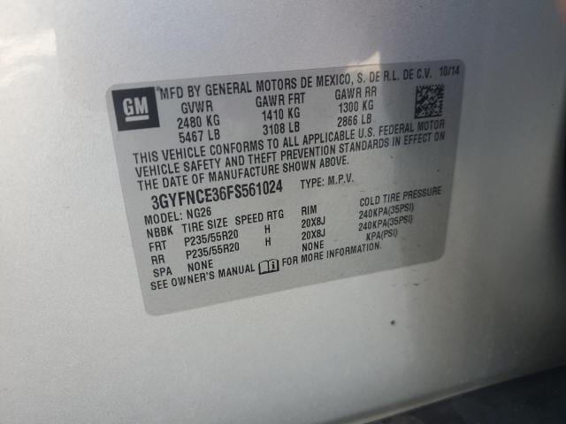 3GYFNCE36FS561024 - 2015 CADILLAC SRX PERFORMANCE COLLECTION SILVER photo 14