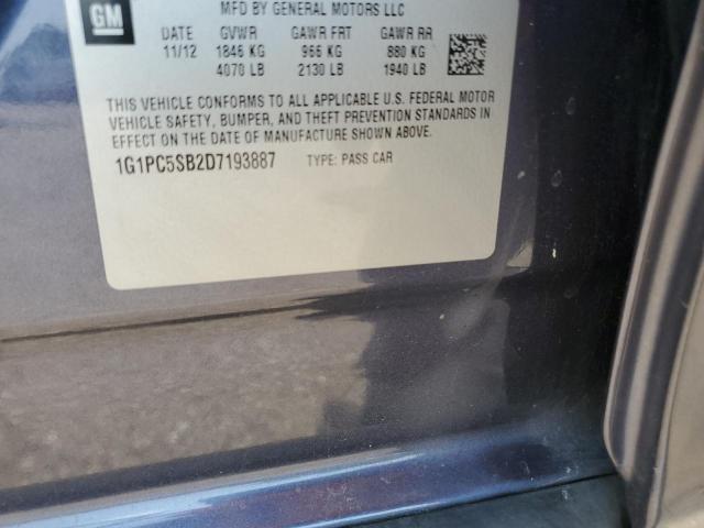 1G1PC5SB2D7193887 - 2013 CHEVROLET CRUZE LT BLUE photo 12