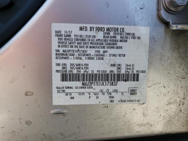 MAJ3P1TE1JC175837 - 2018 FORD ECOSPORT SE 银色 照片 12