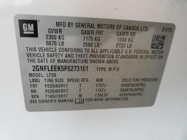 2GNFLEEK5F6273161 - 2015 CHEVROLET EQUINOX LS WHITE photo 13