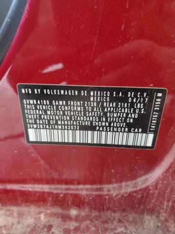 3VW2B7AJ1HM362072 - 2017 VOLKSWAGEN JETTA S RED photo 12