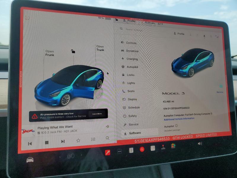 5YJ3E1EAXPF546533 - 2023 TESLA MODEL 3 Mavi foto 9